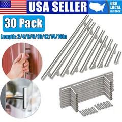 30 PCS 2″-16″ Brushed Nickel Cabinet Pulls Stainless Steel Drawer T Bar Handles