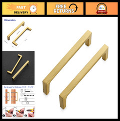 Brushed Brass Cabinet Handles 5 Inch – 30 Pack, Solid Zinc Pulls for Kitchen, Dr