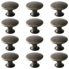 Antique Cupboard Door Knobs Bronze, 12 Pack Round Metal Wardrobe Handles Kitc…