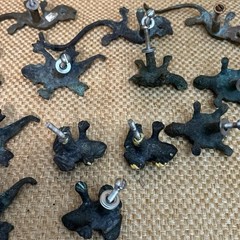 Lot of 13 Mexican Verdigris Metal Southwestern Drawer Pulls Frog Turtle Lizard