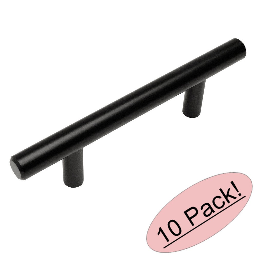 *10 Pack* Cosmas Euro Style Bar Pull Flat / Matte Black Pulls #305-030FB