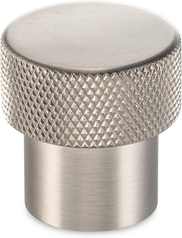 KOOFIZO Knurled Cabinet Knob – Brushed Nickel Pull Handle (25Mm / 1 Inch), 10-Pa