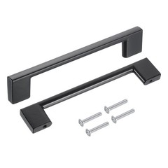 8Pcs Drawer Pulls 5″ Aluminum Alloy Rectangle Cabinet Handles Matt Black