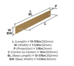 Amerock BP37769CZ Ladera 12″ (305mm) Cabinet / Appliance Pull Backplate Champagn