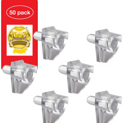 50PCS Shelf Support Holder 5 mm Plastic Transparent with Steel Pin Solid Steel