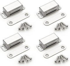 Ravinte 4 Pack Silver Magnetic Door Catch, Brushed Satin Nickel Cabinet Magnets,