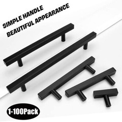Stainless Steel Kitchen Square Cabinet Handles T Bar Drawer Pulls Black Gold US