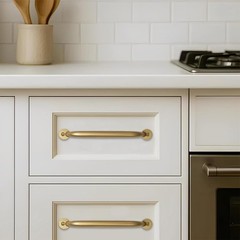 2 PCS Heavy Duty Brushed Matte Gold Cabinet Drawer Pulls Handles 4″ Center
