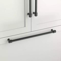 Signature Hardware 954064-12 Lazzara 12 Inch Center to Center Black Leather
