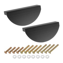 10Pcs Cabinet Pull Handles, 2.52″ Aluminum Half Moon Drawer Pulls, Black