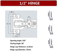 1-200 1/2 Inch Stainless Steel Cabinet Hinges American Home Improvement Hardware