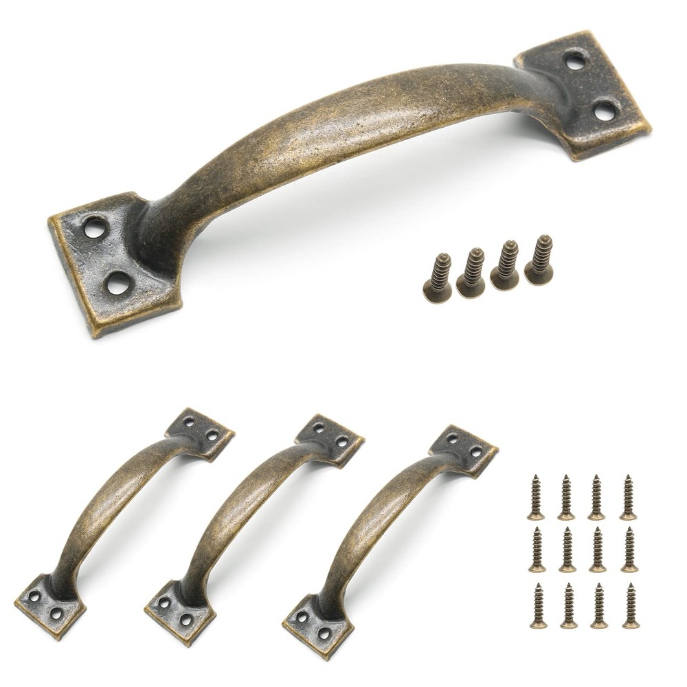 8Pcs 5 1/2 Inch Bronze Cabinet Handles, Metal Gate Handles Rustic Drawer Pull…
