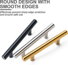 10 Pack Cabinet Pulls Matte Black Stainless Cabinet Handles, for Kitchen and