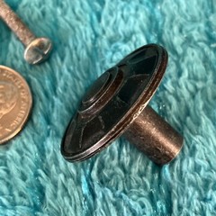 2 NOS Vintage 60s Ajax 847 1 3/8″ Round Pewter Gray English Knob Pulls