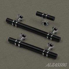 Alzassbg Matte Black And Silver Bar Cabinet Knobs 10 Pack, AL6097CPMB