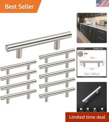 Sleek 3 Inch Brushed Nickel Cabinet Handles – 10 Durable Stainless Steel Pieces