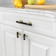 10 Pack Matte Black and Gold Cabinet Knobs Kitchen Matte Black and Gold Cabin…
