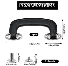 2 Pcs Luggage Handle Replacement with Mounting Screw, Black Plastic Pull Handles