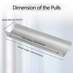 8Pcs 150mm/5.9″ Aluminum Kitchen Cabinets Drawers Finger Edge Pull Tab Handles