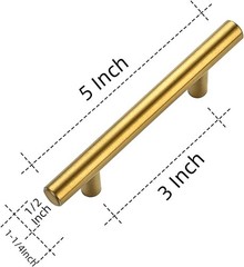 Elegant Brushed Brass Cabinet Handles – 5″ Length, 3 Pack for Modern Homes