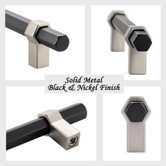 5 Pack 3 Inch Hole Centers, Black and Nickel Cabinet Pulls Matte Black and Br…