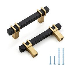 Kitchen Cabinet Handles Drawer Pulls Zinc Alloy Square Bar Matte Black 10 PCS