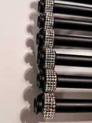 8 Pcs Crystal Bling Black Solid Drawer Pulls, 5 Inch Hole Centers Cabinet Handle