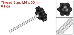 8Set Clamping Screw Knob M4 x 50mm Hex Shaped Star Knob 25mm Dia