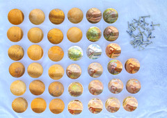 39 Mixed Lot Vintage Washington 50s Round Concave Copper Silver Drawer Knob Pull