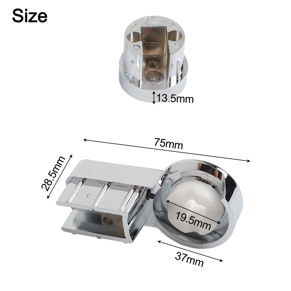 1 Set Chrome Plating Bath Hinge Brackets for Shower Door Glass Support