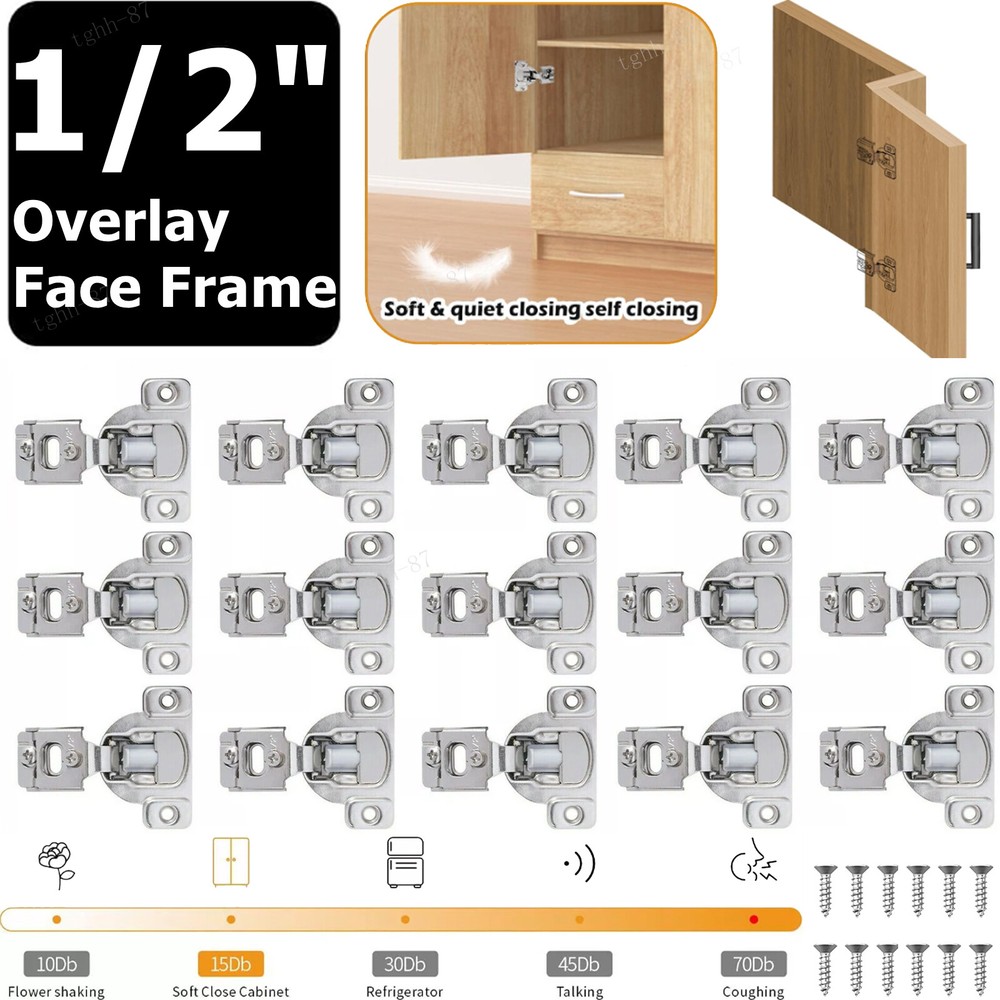 1/2″Overlay Soft Close Face Frame 105°Compact Kitchen Cabinet Hinge Handware LOT