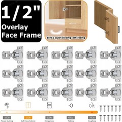1/2″Overlay Soft Close Face Frame 105°Compact Kitchen Cabinet Hinge Handware LOT