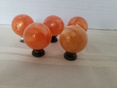 Vintage Orange marbled Ball Cabinet Knob x5 Drawer Pull