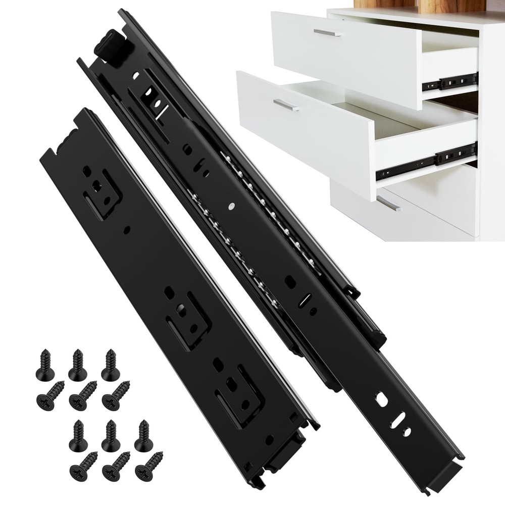 ToBeGreat 14 Inch Side Mount Drawer Slides, Black, Full Extension, 1 Pair | 1…