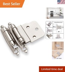 3/8″ Inset Cabinet Hinges Brushed Nickel 1 Pair -2 Pcs Offset Self Closing Ca…