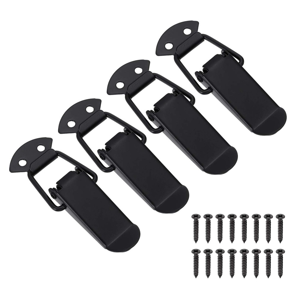 4 Pcs 0.8 Inch Cold-rolled Steel Spring Loaded Toggle Latch with Screw, Black