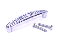 6 Pcs Vintage Ajax #987 Chrome Silver Color Floral Drawer Cabinet Pull Handle 3″