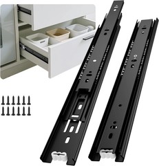 Black Heavy Duty Drawer Slides 12 Inch 1 Pair Side Mount 100LB | 3-Fold Full Ext