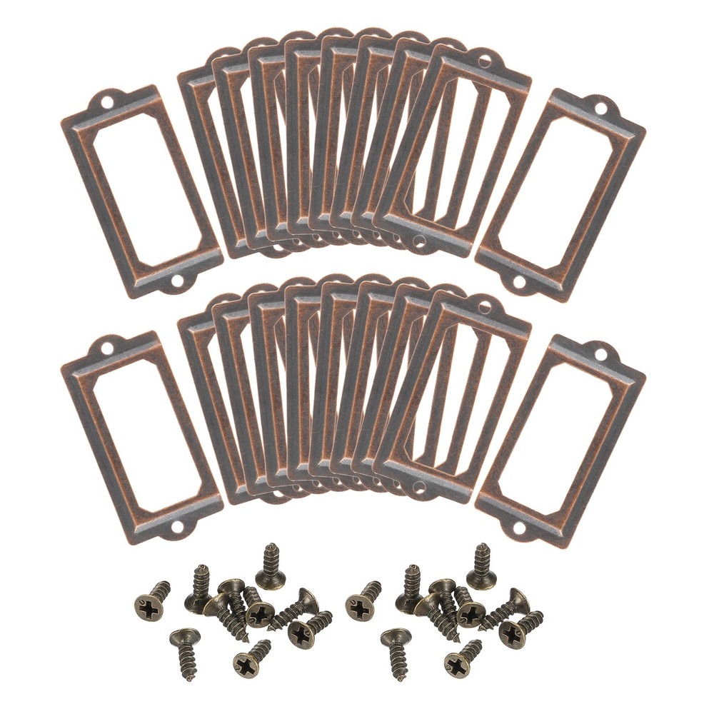 Metal Label Holders, 70x33mm 60pcs File Name Card Tag Label Frame, Copper Tone