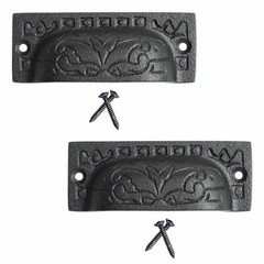 Cabinet or Drawer Bin Pull Black Iron Cup 3 1/2″ x 1 1/4″ H | Renovator’s Supply