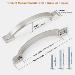 Probrico 10 Pack 3 3/4 Inch Hole Center Brushed Satin Nickel Kitchen Cabinet Han