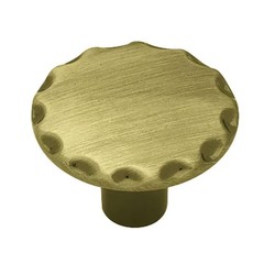 P63300H-AB-C 10 Pack Scallop Edge 1-1/8 in (28 mm) Antique Brass Round Knob 31/2