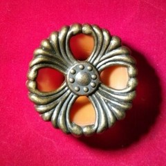 Furniture Drawer Knob Bakelite Zinc Antique Brass 2″ Dia. Depression Era