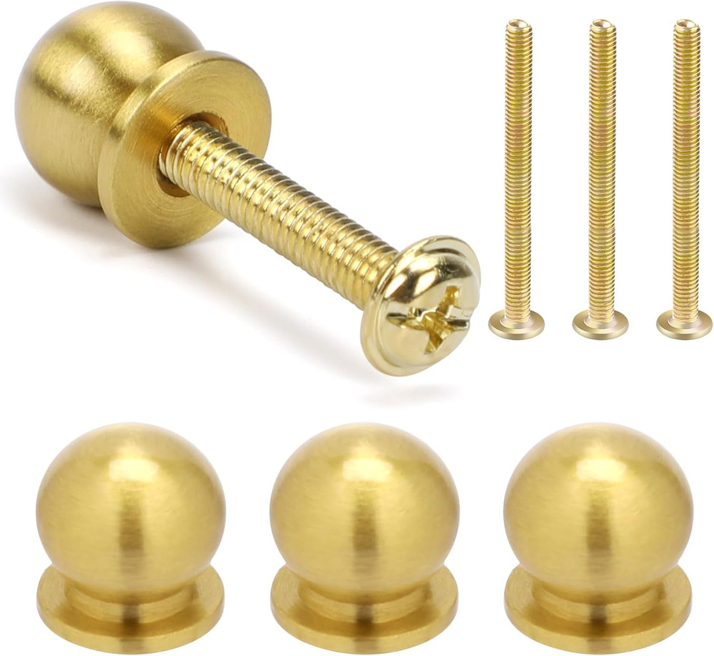 Round Solid Brass Cabinet Knobs, 4 Pcs 1/2 Inch（12Mm Mini round Solid Brass Knob