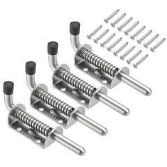 4 Pcs 4.72 x 1.18 Inches Spring Latch Pin with Screws Stainless Steel Silver