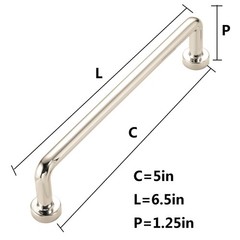 10 Pack Polished Nickel Cabinet Pulls 5 Inch 128mm Hole Centers Straight Bar