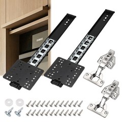 2 Set 14″ Pocket Door Slide Pocket Door Hardware KitW/ Hinges & Screws, Black