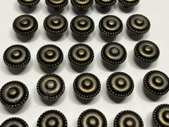 Vtg. Lot (43)NOS Small Round Dark Antique Brass Fixed Drawer/Cabinet Knobs(READ)