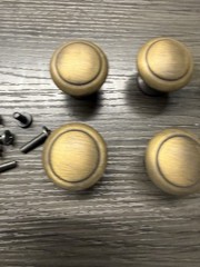 6 Belwith Keeler CABINET Drawer Knob Pull Brushed Brass Finish Beaded Design 132