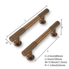 10 PCS 3.5 Inch Solid Kitchen Cabinet Handles Antique Brass Pulls Heavy Duty